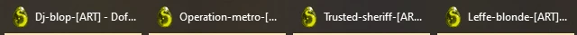 Quatre boutons de la barre des tâches de Windows, tous avec la même icône Dofus Retro, et un titre coupé faute de place.